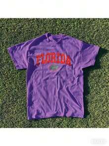 Summer New Short Sleeve Pattern Top ,Vintage Florida State Gators Shirt White New White All Sizes, Shirt Hot   New Comfortable Retro Cotton T-Shirt - 紫色 - 查看 1
