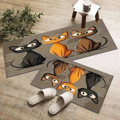 1 tấm thảm họa tiết mèo, trang trí nhà bếp, trang trí nhà cửa, thảm trang trí, thảm chùi chân thời trang, thảm đa năng, thảm trải sàn nhà bếp, bộ thảm nhà bếp, tấm bảo vệ sàn nhà bếp, thảm đứng thoải mái, thảm trải sàn phòng khách, phòng ngủ, phòng tắm, phòng giặt, văn phòng, trang trí nhà cửa trong nhà