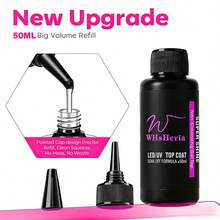 50毫升凝胶指甲油底油和亮油套装 - 免擦拭镜面效果，光泽亮丽，防刮花防脱落，持久28天UV凝胶套装，专业沙龙级美甲用品 - 查看 8