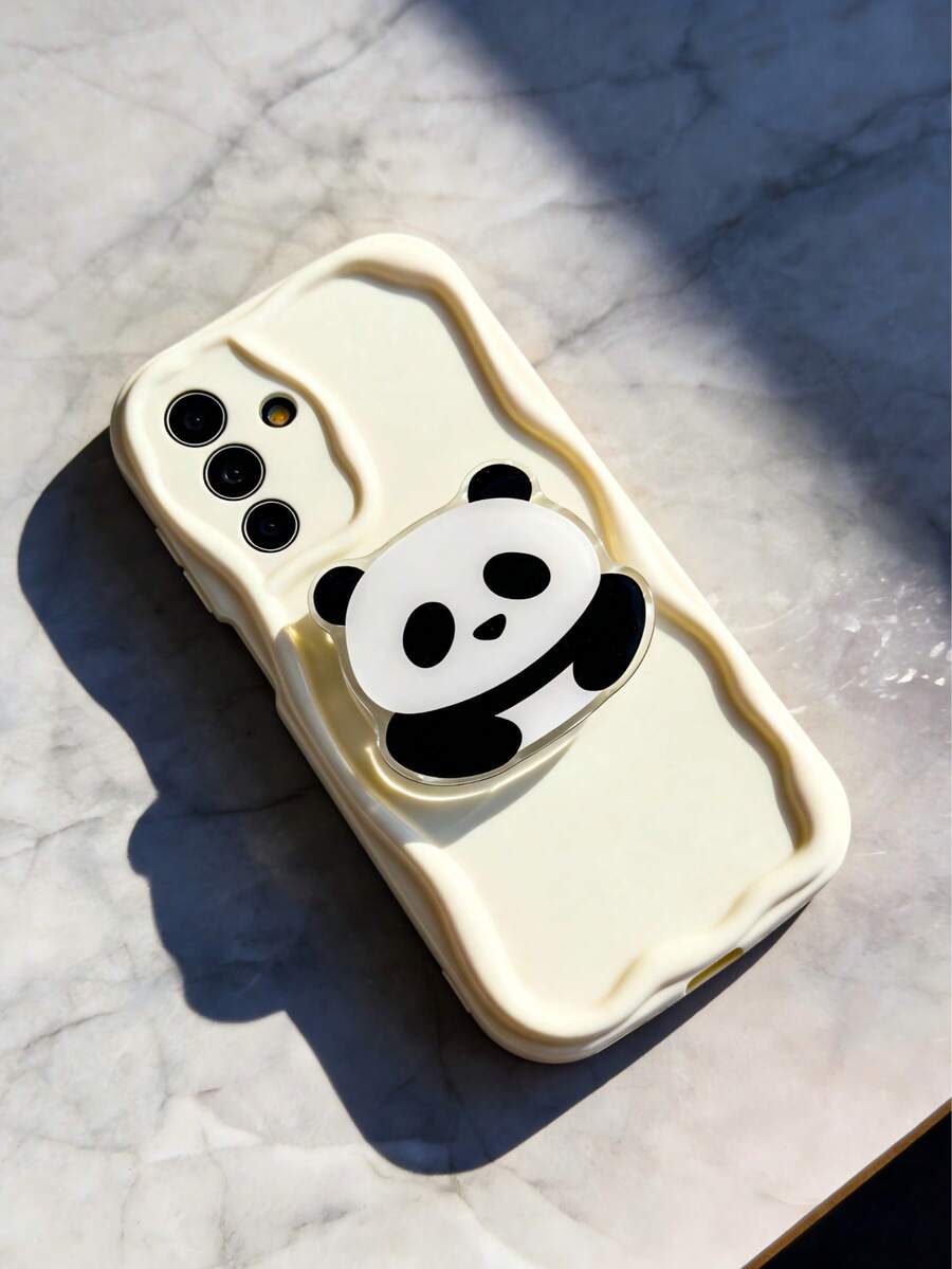 1个熊猫手机壳支架，兼容苹果/三星/ - 白色 - 查看 1