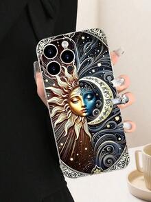 1 funda para teléfono con diseño de sol y luna con cara de estilo minimalista, transparente, resistente a golpes, alta transparencia, estilo cósmico y místico, compatible con Apple, compatible con Apple 16/15/14/13/12/11/Pro/ProMax, Galaxy A34/A35/A54/A55, S20/S21/S22/S23/S24 Ultra/Plus, Moto/Galaxy/Redmi/Honor/OPPO, agarre cómodo, regalo de fiesta para amigos, novia, novio, familia, teléfonos móviles, bolsos, accesorios para móviles, fundas para teléfonos, decoración de habitaciones, accesorios, fundas transparentes para teléfonos, verano, correas para teléfonos, fundas para teléfonos de hombre, fundas negras para teléfonos, fundas rosas para teléfonos, funda para móvil para hombre, funda para móvil para mujer, protección para teléfonos móviles, accesorios de playa - Estilo (1 pieza) - Ver 3