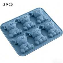 Molde de silicona para hacer cubitos de hielo con diseño de vaca de las tierras altas, molde divertido para hacer hielo, molde universal para cubitos de hielo para refrigeradores domésticos, fácil de desmoldar, molde multifuncional para cubitos de hielo, moldes específicos para diferentes bebidas, adecuado para uso doméstico diario en verano, accesorio para hacer hielo en verano, ayuda para aliviar el calor del verano. - Azul - Ver 11