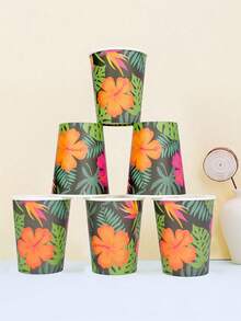 10 Stücke/30 Stücke/50 Stücke Hawaiianische Party Papiertassen, Sommer Einwegbecher, Hawaiianische Hibiskus Einwegtrinkbecher, Tiki Sommer Party Zubehör, Trinkgefäße, Hawaiianische Becher, Partydekoration, geeignet für Hawaiianische Aloha Luau, Tropischer Strand, Pool Party Zubehör - Mehrfarbig - Übersicht 1