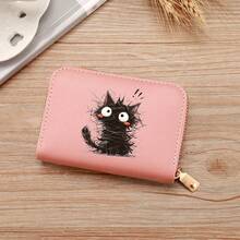 Ví đựng tiền xu bằng da mềm màu đen hiệu Niche Hàn Quốc, ví đựng thẻ hai lớp bằng da PU dành cho nữ, ví đựng thẻ có khóa kéo, dung lượng lớn, ví đựng bằng lái xe. - Nhiều màu - Xem 2