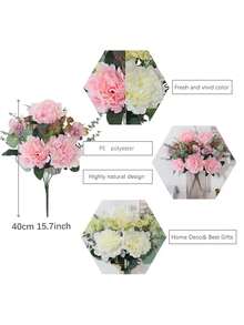 1 Stem Artificial 9-Flower Rose Bouquet, Artificial Plant, Artificial Flower, 40cm/15.7 Inch, PE Material, Spring/Summer Decor, Back To School, Artificial Flower, Artificial Plant, Indoor, Desktop, Garden Decor, Indoor Decor, Desktop Decor, Gift, Home Decor, Garden Decor, School Dorm Office Decor, Birthday Party Decor, Hotel, Restaurant, Bedroom, Wedding, Party, Kitchen Decor - Multicolor - View 4