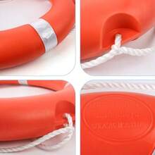 Anillo saavidas de 23 pulgadas con soporte anillos de  para barco anillo saavidas naranja boya con cuerda de 98.5 pies y cinta reflectante para barcos - Naranja - Ver 3