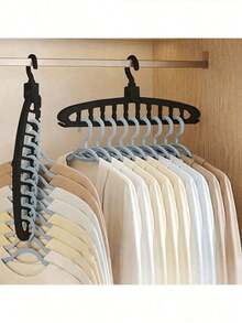 Space-Saving Multifunctional Hanger, Plastic Wardrobe Storage Rack, Portable Foldable Clothes Hanger, Suitable For Wardrobe Storage, Essential For Travel - Multicolor - View 3