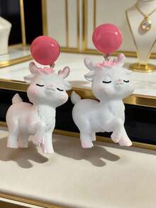 1 Pair Cute Resin Faux Deer Earrings, Suitable For Women's Party, Date, Beach Holiday, Daily Outfit, Gift - Footed Style - View 2