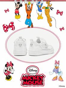 1 đôi giày thể thao trẻ em hợp tác cùng Disney Mickey Mouse, thích hợp cho mặc hàng ngày, lễ hội, thể thao, hoạt động ngoài trời, thoải mái, chống trơn trượt, bền, thoáng khí (Giày thể thao bé trai, giày trượt ván bé trai, giày thể thao trẻ em, giày thể thao bé gái, giày trượt ván bé gái) - trắng - Xem 3