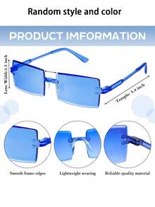 12/6pcs Candy Color Frameless Square Glasses, Y2K Transparent Rimless Rectangular Suitable For Women And Men, Mixed Candy Color Glasses, Summer Beach Festival Party Gifts, Graduation Birthday Swimming Pool Party Photo Props (Random Styles And Colors) - Multicolor - View 7