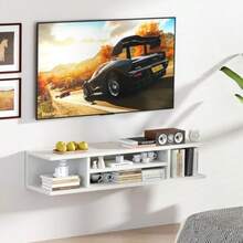 ECHIGOYA Mueble Flotante para TV con Cajón Estante de Pared para Centro de Entretenimiento Repisa Moderna para Sala o Dormitorio Soporte para Televisión de hasta 55" 120*30*23 cm - Blanco - Ver 8