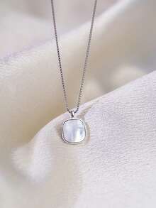 1件优雅女士珠宝S925银和珍珠母贝小巧简约吊坠项链，适合日常佩戴 - #1 - 查看 8