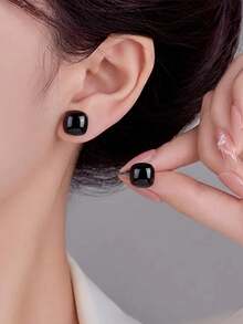 4 Pairs Minimalist Niche Fashion Versatile High-End Square Faux Pearl Stud Earrings Set, Suitable For Teenage Girls Daily And Festival Wear - Four-piece Set, Style B - View 7