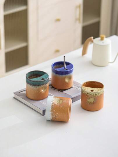 1 pièce Tasse à café en céramique de 400 ml, grande capacité, tasse en céramique avec paille, tasse à café en céramique, tasse à paille en céramique cuite au four pour la maison et le bureau, options de couleurs multiples, tasse décorative. Grande capacité, tasse à thé au lait et à café à double usage, tasse à boisson glacée, tasse à petit-déjeuner, tasse à boisson