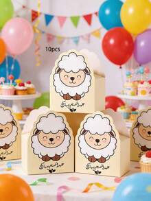 10pcs/Pack Eid Al-Adha, Eid Mubarak Party Favor Gift Candy Paper Box, Chocolate Paper Box, Cute Sheep Design Portable Paper Box, Suitable For Various Festivals - View 7