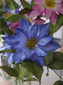 1pc Artificial Clematis Florida,Light Purple, Blue, White,Suitable For Wedding Season, Graduation Gift, Mother's Day Decor,Candlelight Dinner Decor,Valentine's Day Decor,Spring/Summer Decor, All Season Decor,Ideal For DIY Floral & Brewing Props - Multicolor - View 12