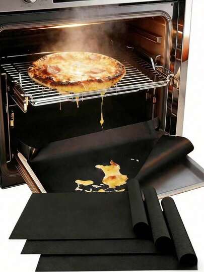 3/2/1pcs Oven Liners, Easy To Clean Oven/Stovetop Protective Mats, Heat Resistant Non-Stick Baking Mats For Home And Outdoor Grilling, Thick Durable Oven Liners, Stove Protectors, Grill Mats, Spill Liners, Oven And Microwave Mats, Kitchen Supplies, Easy Clean Oven Protectors, Suitable For Valentine's Day, New Year's Eve, DIY Desserts, Kitchen