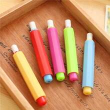 5pcs Retractable Colorful Chalk Holders For Teachers, With Ultra-Fine Dustless Chalk, Random Colors (Suitable For Blackboards, Writing And Drawing) - Organizational Tool For Educators, Back To School - Multicolor - View 4
