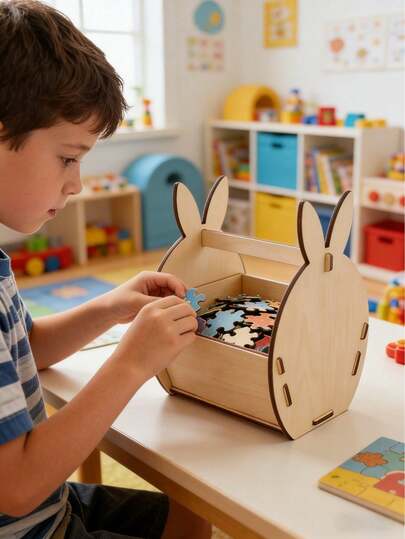 Hộp đựng đồ hình thỏ dung tích lớn, có thể chứa 1 hoặc 3 món đồ. Thích hợp dùng làm đồ trang trí phòng trẻ em hoặc đồ chơi cho trẻ nhỏ.