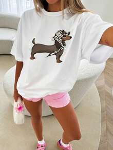 女款純色圓領短袖T卹,超寬鬆上衣,100%棉質上衣,柔軟舒適,日常休閒,街頭服飾,趣味豹紋頭巾墨鏡可愛狗狗圖案印花，top,verano,tops mujer,camisetas mujer,blusas de mujer,jersey,sudaderas de mujer, nujer,blusas de mujer,jersey,sudaderas de mujer,alaroa,br. mujer,deporte,tops verano,primavera mujer,camisetas de gym mujer,camisetas básicas,camisetas manga corta mujer,primavera verano,romwe,festival outfit mujer,Y2K,cationc,casva,vaaraano,romwe,festival outfit mujer,Y2K,cationc,casvava tops,復活節女裝,carnival,四季通用,辦公室/休息室/居家/戶外運動/簡約,westem women,outfits，白色上衣 - 白色 - 查看 17