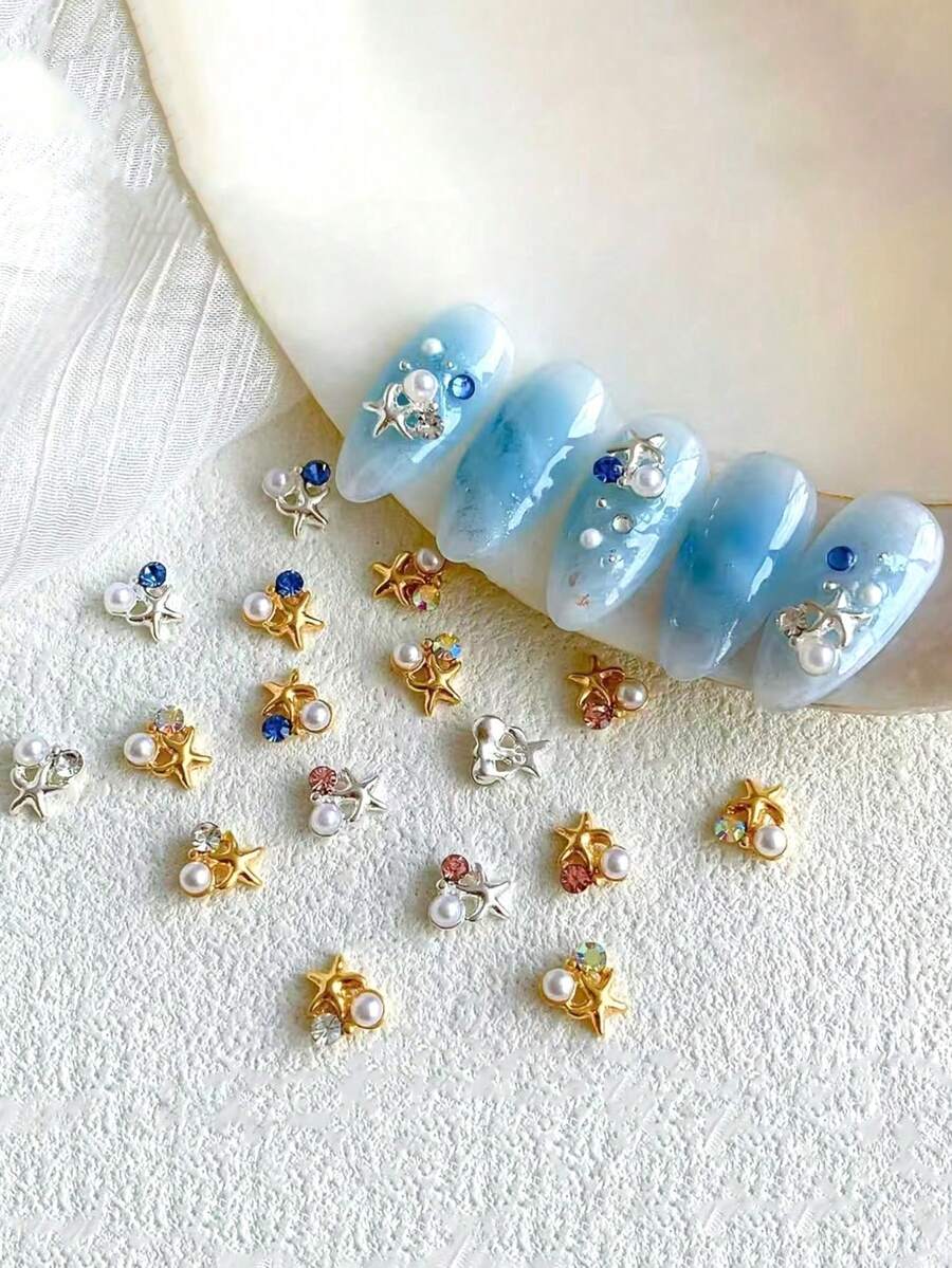 一套10/20件海洋主题美甲装饰品,专为夏季设计,以多巴胺激发灵感的海星和海星图案为特色。非常适合美甲沙龙日常使用或DIY美甲,为指甲增添一丝优雅和美丽。 - 彩色 - 查看 1