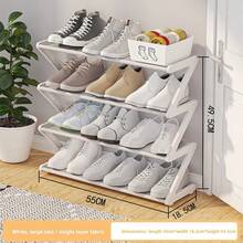 1pc 4-Tier Z-Shaped Shoe Rack, Plastic Freestanding Storage Shelf, Multi-Function High Capacity Storage Rack, Easy Assembly Floor Standing, No Tools Required, Stackable, Essential For Home & Dorm, Space Saving, Suitable For Shoes, Boots, Miscellaneous Storage In Hallway, Wardrobe, Living Room, Bedroom - Multicolor - View 6