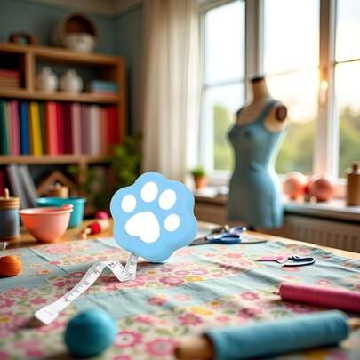 1个可爱猫爪造型便携式卷尺（150厘米/59英寸ABS塑料）| 可爱蓝/黄/粉爪设计，自动回弹卷尺，清晰双刻度 | 缝纫、人体/布料测量及日常DIY实用工具（四季皆宜的可爱便携配件）