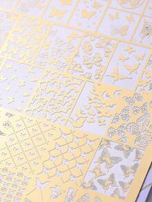1pc Bronzing Gold Snake Pattern Nail Art Stamping Plate Nail Stencil Snake Print Snake Scale Goth Metal Nail Art Template Manicure Tool Nail Salon Supply DIY Snake Nail Stainless Steel Template - Gold - View 6