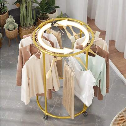 1 pièce Étendoir à linge circulaire renforcé et rotatif, autoportant avec roulettes, cintre de séchage facile, disponible en or, noir, blanc, en métal multicouche multifonctionnel et matériau PP avec roulettes - Convient pour le stockage et l'affichage des vêtements dans les maisons et les espaces de au détail, étendoir de balcon, présentoir à vêtements sur roulettes, applicable pour les chambres, les salons, les balcons, les bureaux