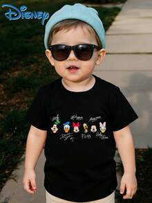 A Casual And Fashionable Short-Sleeved T-Shirt For Boys And Girls, Featuring The Designs Of Disney's Mickey Mouse Daisy And Her Friends. It Is Perfect For Party Outfits And Daily Wear. - 黑色 - 查看 2