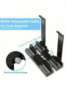 1pc Adjustable Ergonomic Laptop Stand ABS Height-Desk Notebook Riser Compatible With Macbook Tablet Black Space-Saving Vertical Storage - View 7