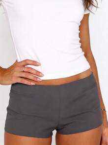 Y2k Low Rise Booty Shorts For Women Micro Mini Fitted Shorts Hot Pants Going Out Bottoms Streetwear Women's Low Rise Booty Shorts Y2k Skinny Micro Mini Shorts Summer Hot Pants - 灰色 - 查看 3