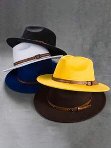 1pc Y2K Style Unisex Rivet Leather Sun Hat, Suitable For Outdoor Sports, Sun Protection, And Daily Commute - Solid Color - View 2