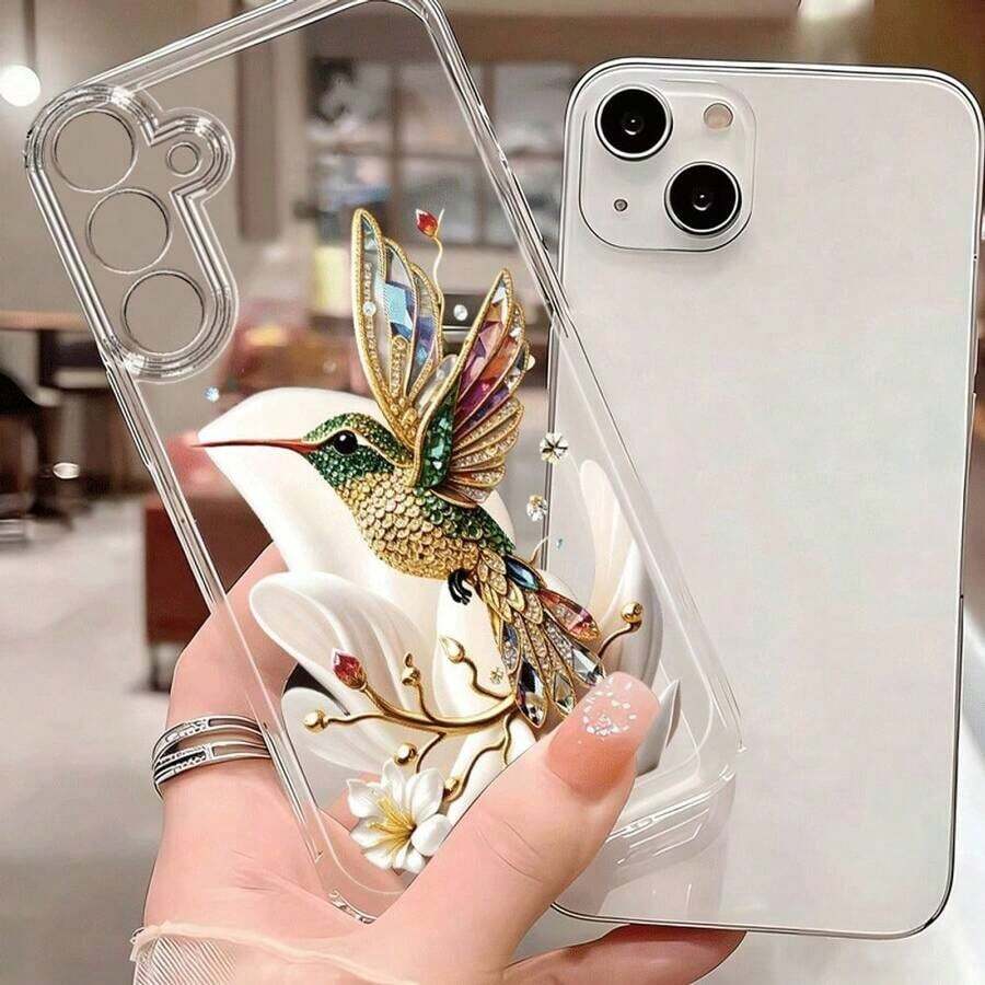 Funda para Teléfono - Funda Floral de Colibrí con Joyas para Samsung Galaxy A02 A03S A04 A05S A06 A13 A14 A15 A16 5G A21S A22 A23 A24 A25 A26 A32 A34 A35 A36 A50 A52 A53 A54 A55 A56 A73 S21 Ultra S22 Plus S23+ S24 FE S25 Edge S48 Transparente Anti-Caída Completa, teléfonos móviles, bolsos, accesorios para móviles, fundas para teléfonos, decoración de habitaciones, accesorios, fundas transparentes para teléfonos, verano, correas para teléfonos, fundas para teléfonos de hombre, fundas para teléfonos negras, fundas para teléfonos rosas, funda para móvil para hombre, funda para móvil para mujer, protección para teléfonos móviles, accesorios de playa, regalos - Estilo (1 pieza) - Ver 1