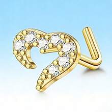 1 chiếc khuyên mũi hình trái tim chữ L, kiểu dáng tối giản dễ thương, dành cho nữ. - Vàng - Xem 2