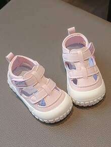 Dép xăng đan mùa hè cho bé, đế mềm, chống trượt, giày tập đi cho bé trai và bé gái, giày đi biển dán bằng khóa dán. - Màu be - Xem 2