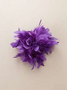 1 Stück modische & elegante handgefertigte Feder Brosche Haarspange, farbenfroher Oversized Blumen Dekor als Accessoire für Frauenkleidung - Federblume - Übersicht 11