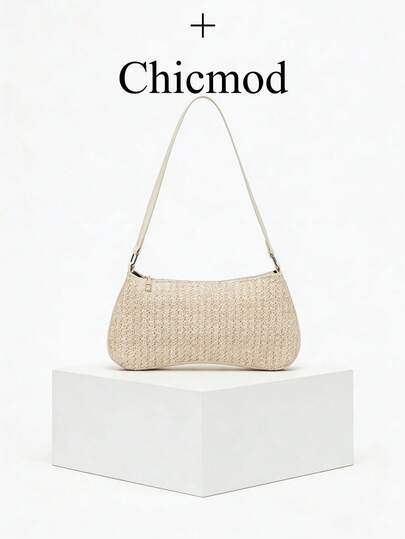 Nueva bolsa tejida de paja, bolsa de paja versátil y de moda, bolsa de playa de gran capacidad, bolsa de axila, bolsa de hombro, bolsa de mano, bolsa de hombro elegante y minimalista de alta apariencia para ir y venir, bolsa de axila personalizada de estilo INS, bolsa cuadrada, bolsa de mano, adecuada para compras, billetera, compras, mujeres jóvenes, estudiantes universitarios, recién casados, oficinistas. Adecuada para oficina, universidad, trabajo, negocios, ir y venir, actividades al aire libre, viajes y salidas