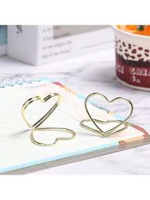 20pcs Gold Heart-Shaped Photo Card Holders, Suitable For Weddings, Parties And Business Events - View 3