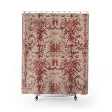 Antique 1789 French Toile Shower Curtain |   Vintage Red Floral Damask RM42 - A - Xem 1