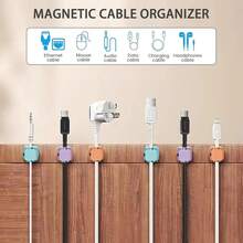 3/6 piezas Clips magnéticos para cables, organizador de cables ajustable y suave debajo del escritorio - Sujetador de cables - Ver 8