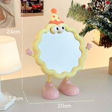 Cartoon Big-Eyed Doll Makeup Mirror, Desktop Compact Mirror With Adjustable Lighting, Cute Decor For Student Dorm - Multicolor - View 6