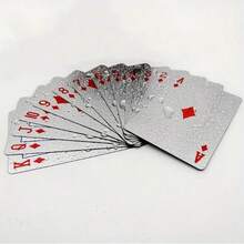 1/2 Set Of Waterproof Gold Foil Playing Cards - Waterproof Black Gold Foil Playing Cards - Plastic Playing Cards, Hot Stamping Process - Very Suitable For Magic And Collectors. Magic Playing Cards Are Fashionable, Waterproof, Wear-Resistant, And Creative Travel Gifts. The High-End Frosted Texture Is Suitable For Outdoor Activities, Friend Gifts, And Family Entertainment - Silver - View 6