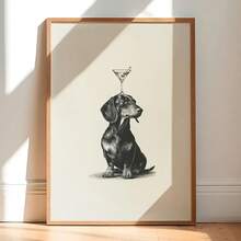 1件/套香肠马提尼主题墙饰，复古狗狗鸡尾酒图案，趣味香肠狗海报，时尚吧台车装饰，乡村农舍风格装饰，适用于厨房装饰、房间装饰、家居装饰、卧室装饰、墙面装饰、客厅装饰、办公室装饰、房间配件 - A - 查看 12