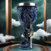 Nuevo vaso de cristal con estrás con diseño de pterosaurio y dragón al estilo occidental, taza de barra con textura 3D de resina y acero inoxidable, taza creativa, opciones de varios colores, regalo premium - Multicolor - Ver 11