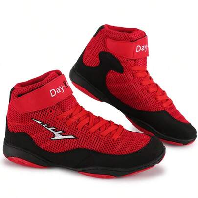 Zapatillas deportivas de boxeo de caña alta para hombres, zapatillas de lucha antideslizantes y transpirables, suela de goma para entrenamiento de boxeo en interiores