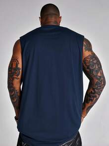 Áo tank top nam cổ tròn in hình gấu, kiểu dáng thời trang, đa năng, thích hợp mặc mùa hè. - Màu xanh hải quân - Xem 2