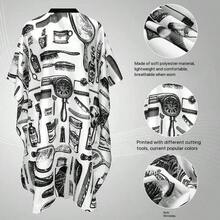 Professional High-Quality Hair Cutting Cape, With Adjustable Neck Closure And Anti-Static Fabric - Fashionable Black & White Cutting Tool Pattern - Suitable For Salon And Home Use, Home Haircutting Tool - Multicolor - View 2