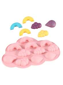 11孔巧克力硅胶模具，云朵、雨滴、彩虹造型硅胶蛋糕模具，适用于巧克力、糖果烘焙、果冻、冰格等。 - 多色 - 查看 4