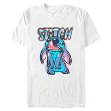 Disney Printed T-Shirt,Stitch ''Airbrushed'' T-Shirt For Adults – Lilo & Stitch,Men's Disney Mickey Minnie Donald Goofy Pluto Castle Fireworks 2026 Printed Pattern T-Shirts , Unisex,High-Quality Pure Cotton T-Shirt,Suitable For All Seasons, Comfortable And Breathable| Exquisite Design | The Best Choice For Giving Gifts - 白色 - 查看 1